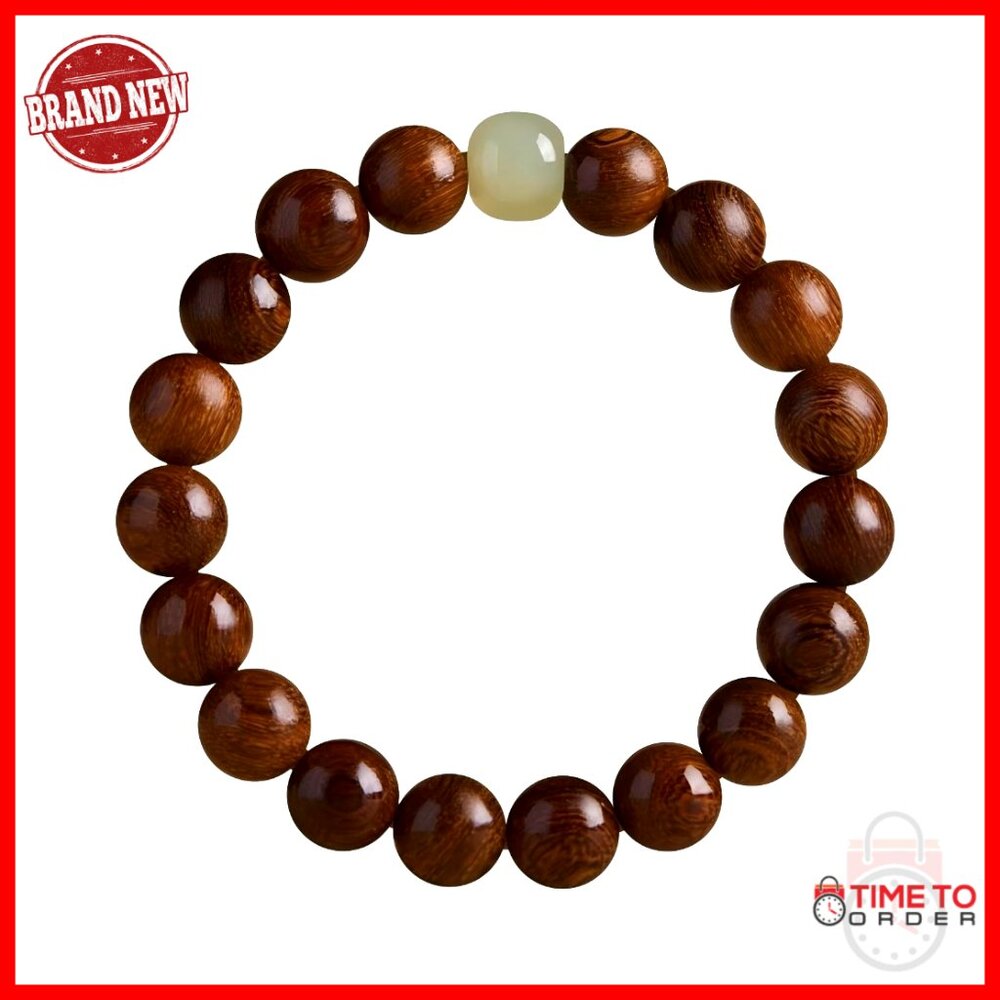 Natural Wood Mala Bracelet Meditation Stretch Fit Unisex Spiritual Jewelry